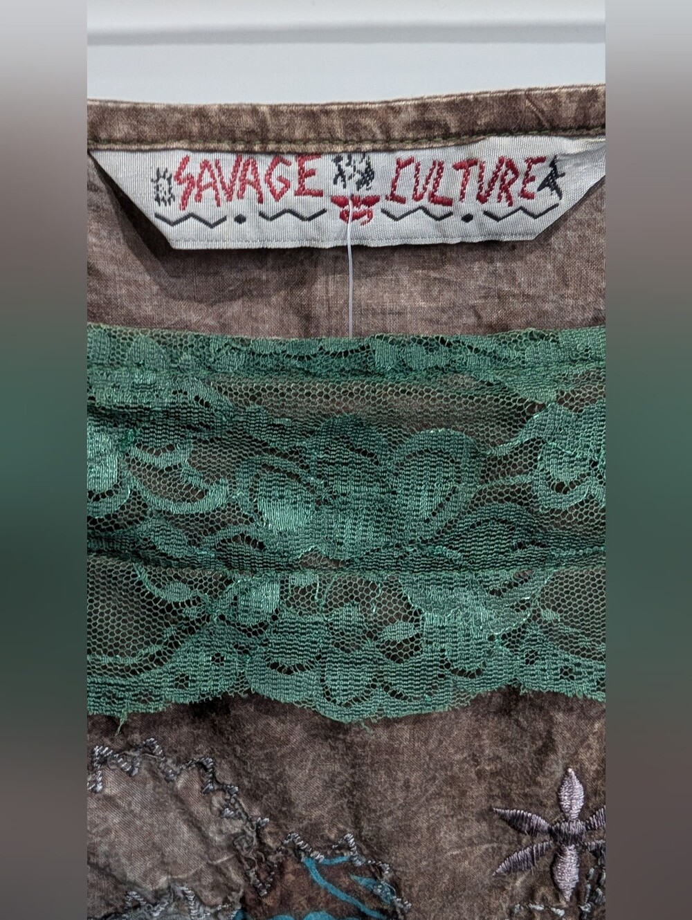 Savage Culture Vintage Boho Patchwork Mini Dress / Tunic - Size 8 Ptp 16" - Picture 2 of 9